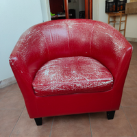 Poltrona similpelle rossa