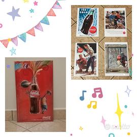 1 Quadro in metallo Coca Cola+4 Stampe in carta go