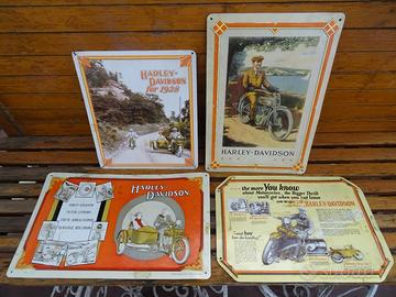 4 Insegne in latta a rilievo HARLEY-DAVDSON 1995