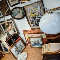 lampada da terra vintage ad arco con base  marmo