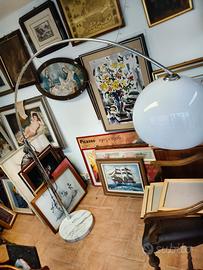 lampada da terra vintage ad arco con base  marmo