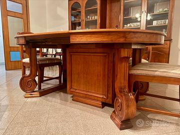 TAVOLO NOCE ALLUNGABILE 3,70M + 6 SEDIE