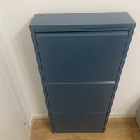 Scarpiera slim 3 ante in metallo ceruleo 50x15x109