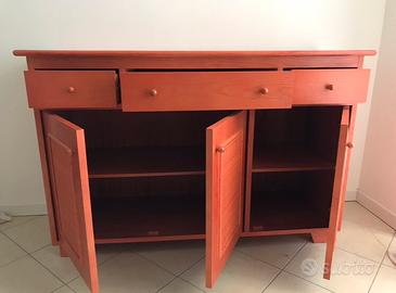 Credenza legno color aragosta