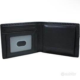 NUOVO Portafoglio Uomo Vera Pelle Con Portamonete