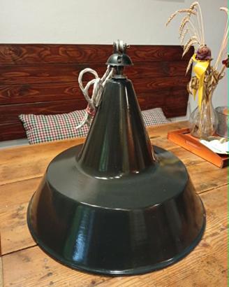 lampada sospensione industriale anni 50 smaltata