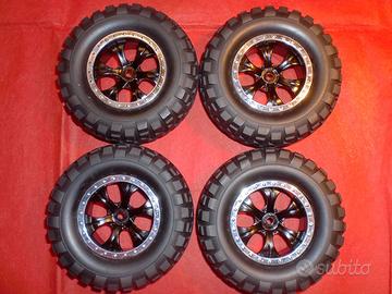 4 pneumatici + cerchi originali Tamiya modelli 1:0