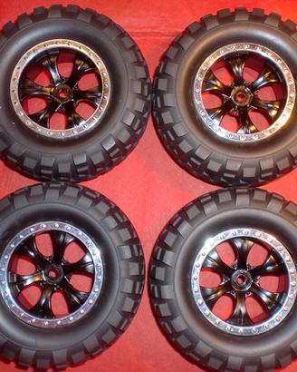 4 pneumatici + cerchi originali Tamiya modelli 1:0