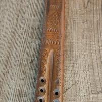 Flauto originale vintage doppia canna in legno "Dv