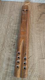 Flauto originale vintage doppia canna in legno "Dv