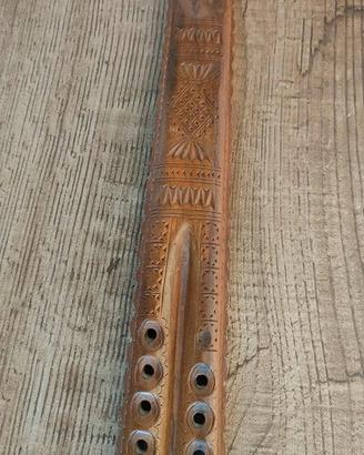 Flauto originale vintage doppia canna in legno "Dv