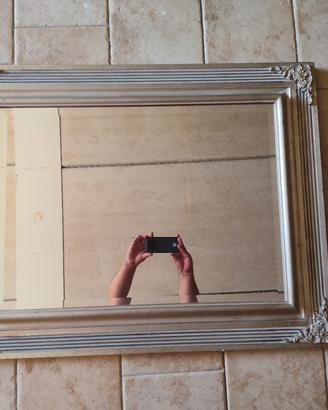 Specchio cornice bianco argento