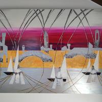 Grande quadro materico -Canali e ponti di Chioggia