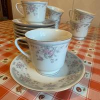 Set 8 tazze e piatti Crown China vintage