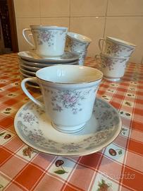 Set 8 tazze e piatti Crown China vintage