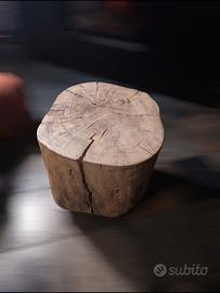 tavolino sgabello tronco con rotelle 