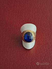 Anello oro  on puetra blu