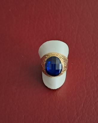 Anello oro  on puetra blu