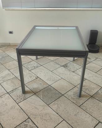 Tavolo alluminio e vetro allungabile 