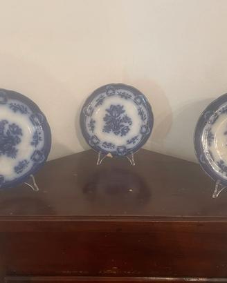 Trittico di Piatti Antichi Copeland "Flow Blue"