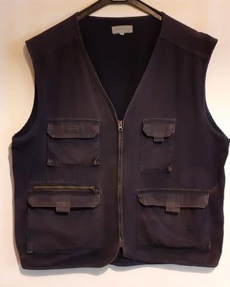 Gilet cargo multitasche blu da pesca taglia XL