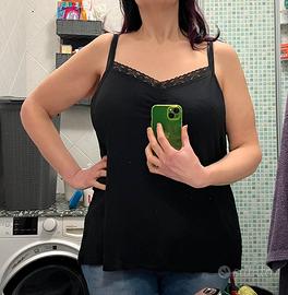 Top canottiera nera con pizzo 62/64IT tg grandi