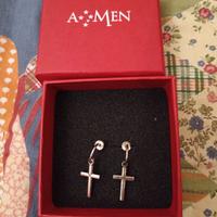 Amen orecchini argento cerchietto con croce