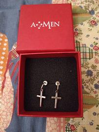 Amen orecchini argento cerchietto con croce