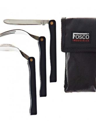 Set posate pieghevoli campeggio con custodia 