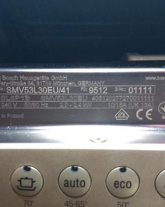 lavastoviglie Bosch incasso SMV53L30EU type SL6P1B