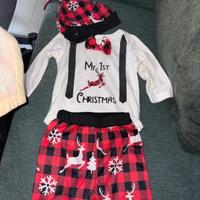 Completino natalizio con body pantalone e cappello