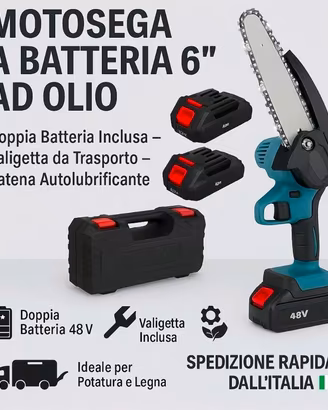 MOTOSEGA  a BATTERIA 48V 6" Lubrificato OLIO