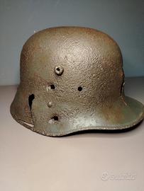 Elmetto ww1 ww2 Austriaco m17 battle damaged 