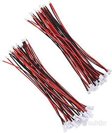 40 Connettori JST 1,25 mm 2 Pin con Cavo 80/100 mm