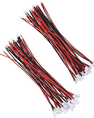 40 Connettori JST 1,25 mm 2 Pin con Cavo 80/100 mm