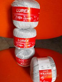 4 gomitoli filato  lurex argento tre sfere 