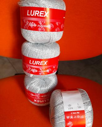 4 gomitoli filato  lurex argento tre sfere 