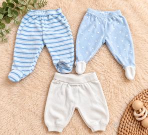 Lotto 3 pantaloni lunghi con piedini- 3/6 mesi 