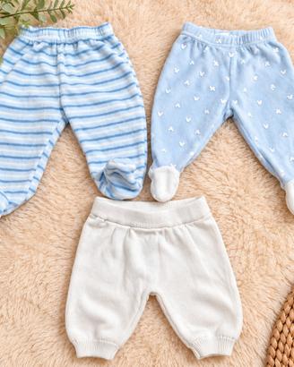 Lotto 3 pantaloni lunghi con piedini- 3/6 mesi 