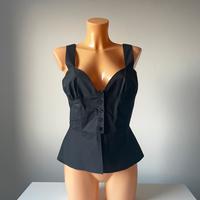 Pinko - top nero in popeline di cotone