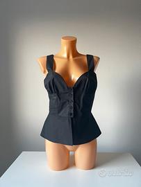 Pinko - top nero in popeline di cotone