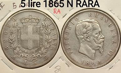 5 lire 1865 Napoli Rara
