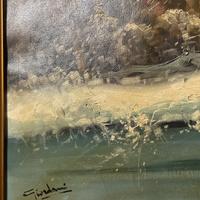 Quadro dipinto olio paesaggio invernale