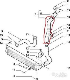 Tubo Intercooler Fiat 16 Sedici 1.9 JTD 71746643