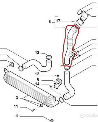 Tubo Intercooler Fiat 16 Sedici 1.9 JTD 71746643