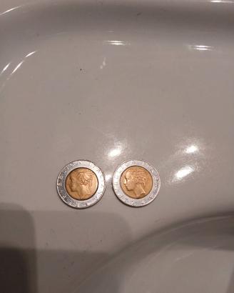 Monete 500 lire bimetallica con errore di conio