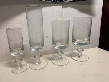 SERVIZIO BICCHIERI IN CRISTALLO INTARZIATO '70