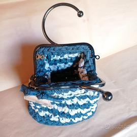 Borsa all'uncinetto  in fettuccia di cotone,