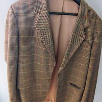 Giacca vintage a quadri marrone multicolore