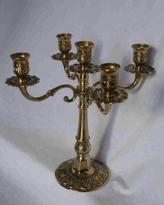Candelabro ottone lucidato a mano, 5 POSTI. NUOVO